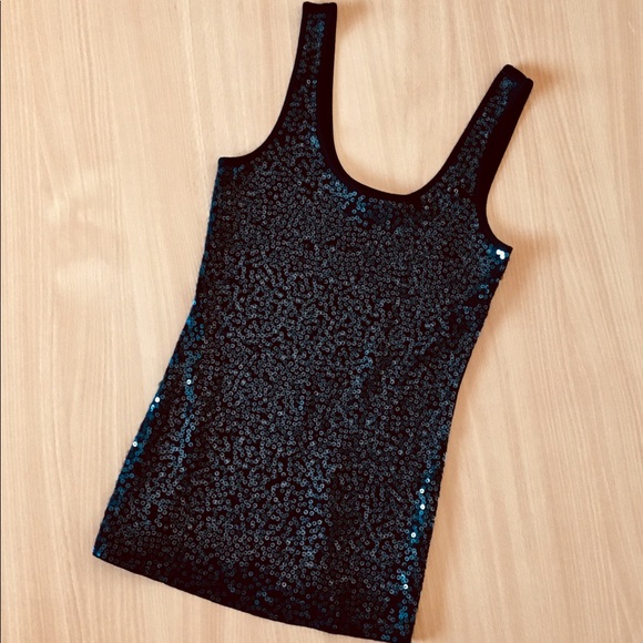 Express Tops - 💜Express black sequin tank top💜